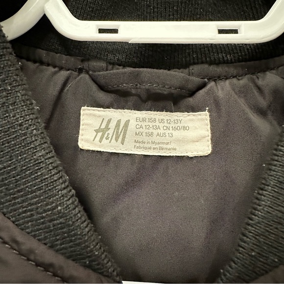 H&M Youth Lightweight Bomber Jacket Black Size 12-13Y - Picture 9 of 11